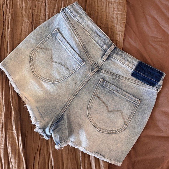 Classic Blue Frayed Hem Jean Shorts - Picture 2 of 3
